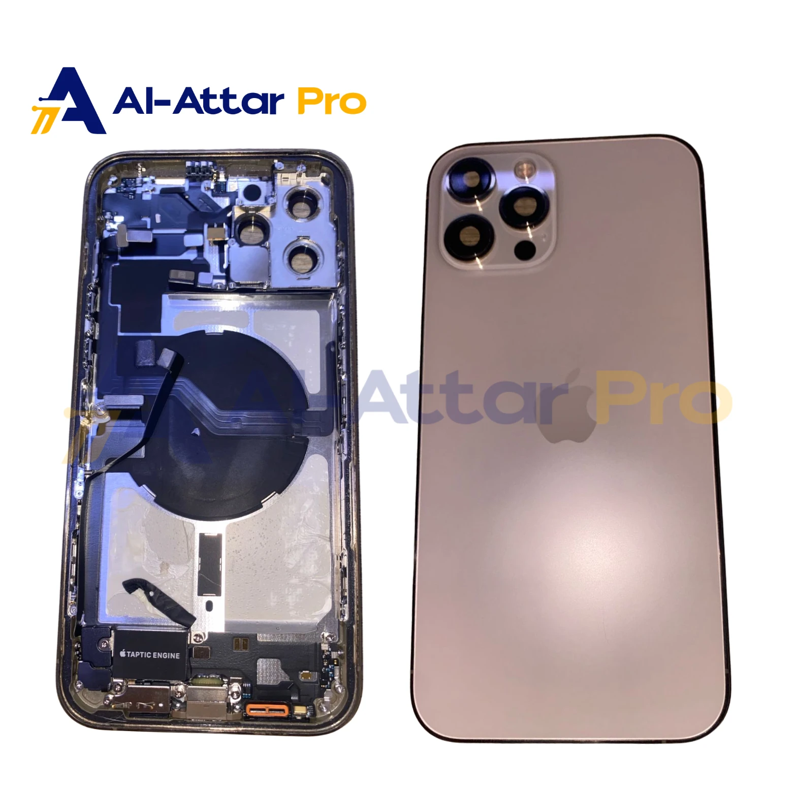 ( هاوسينج خلع جولد  كامل بالفلاتات   ) متوافقة مع - IPhone 12 Pro max