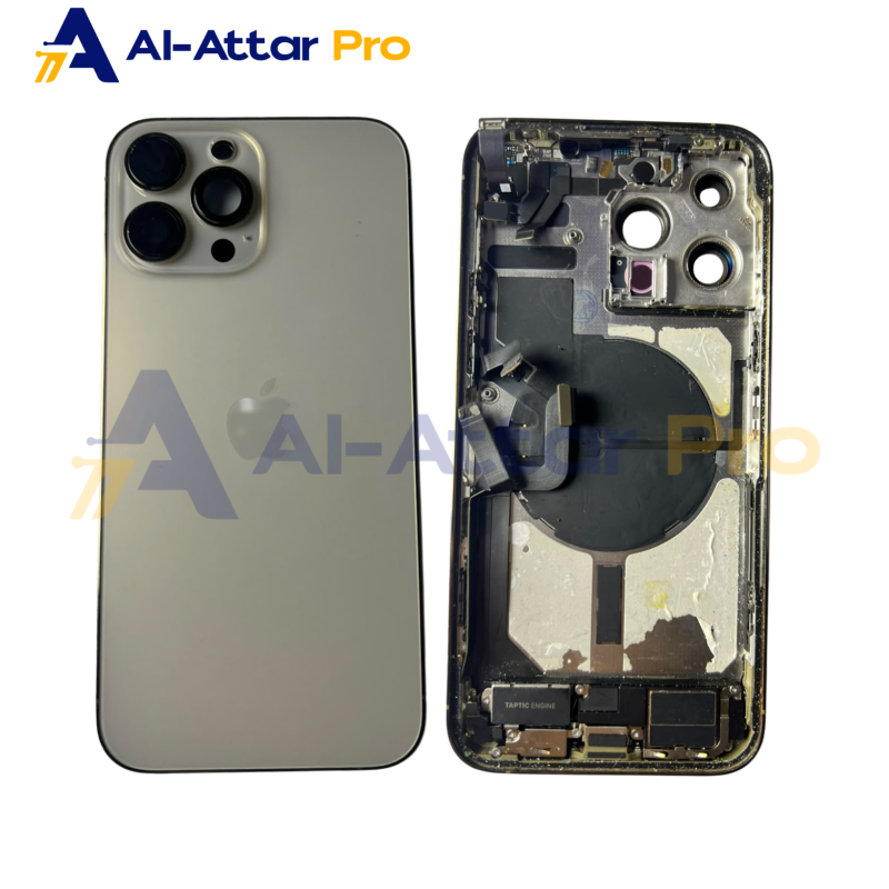 ( هاوسينج خلع جولد كامل بالفلاتات   ) متوافقة مع - IPhone 14Pro max